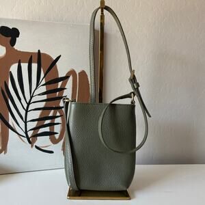Quince Italian Leather Phone crossbody Purse in Olive Green